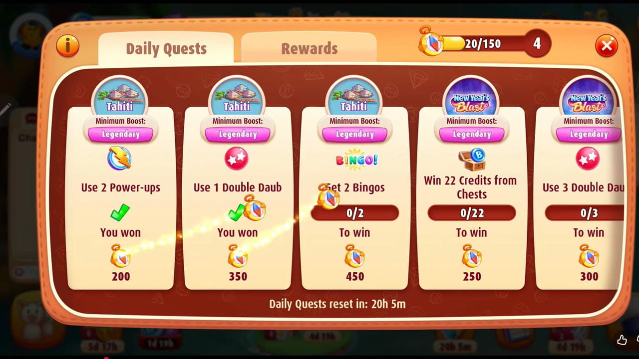 Complete daily tasks to improve levels